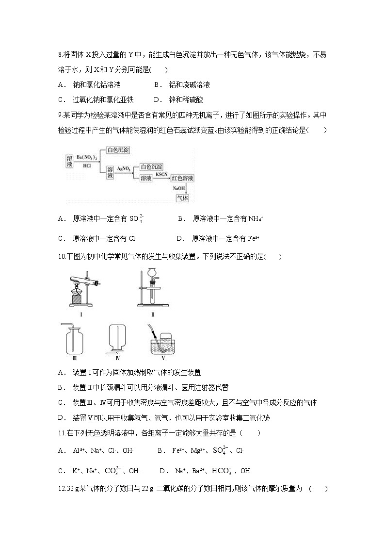 云南省峨山县一中2019-2020学年高一上学期期中考试化学试题02