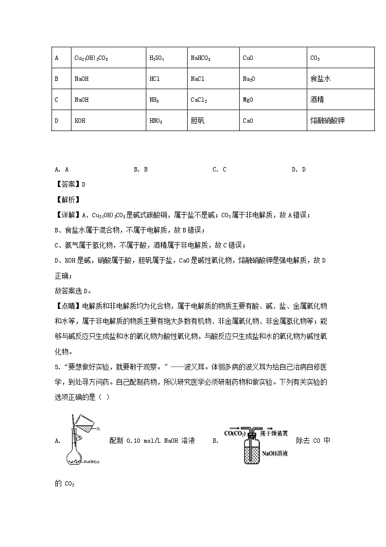 湖北省荆州中学2019-2020学年高一上学期期中考试化学试题03