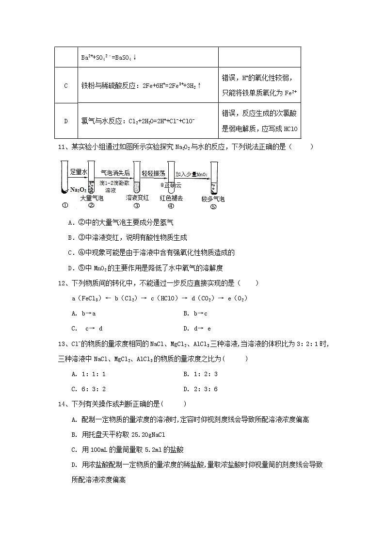 辽宁省沈阳城郊市重点联合体2019-2020年高一上学期期中考试（3）化学试卷03