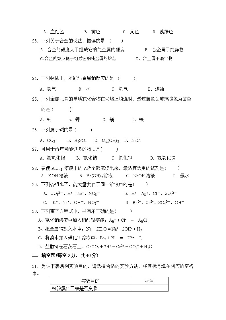 湖南省衡阳市欧阳遇实验中学2018-2019学年高一下学期期末考试化学试题03
