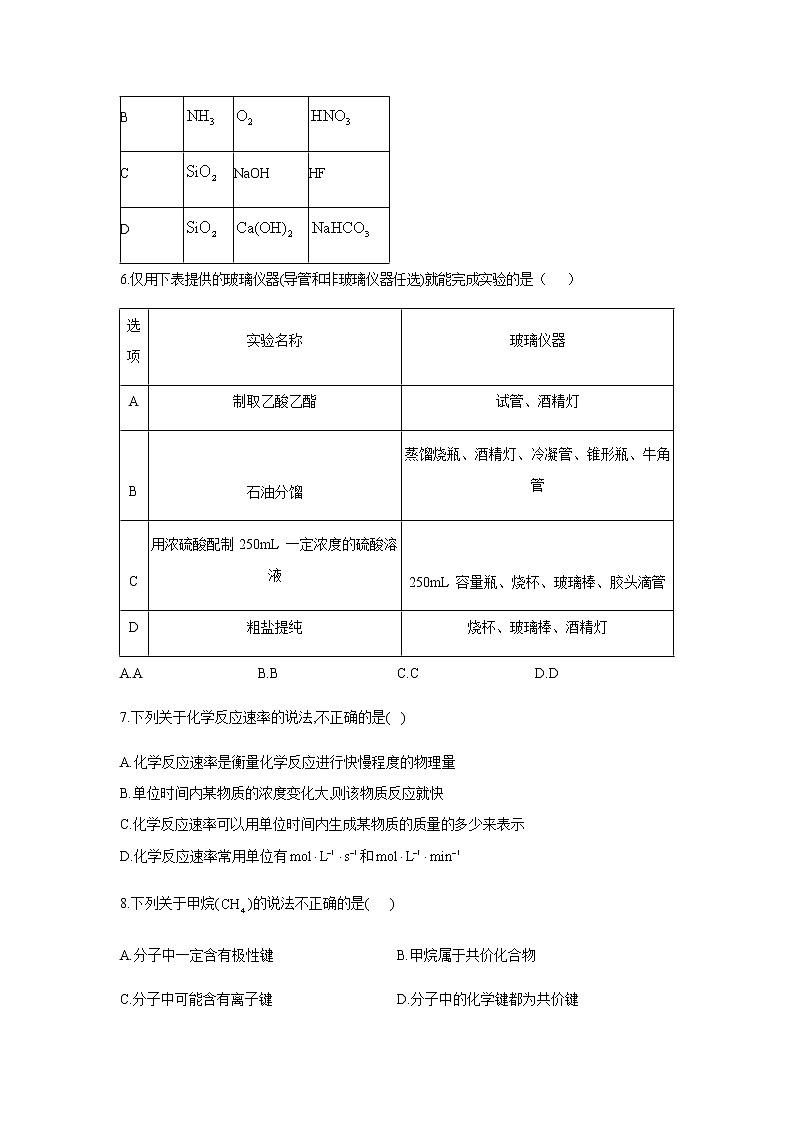 福建莆田第二十四中学2019-2020学年高一下学期期末考试模拟检测化学试题（三）02