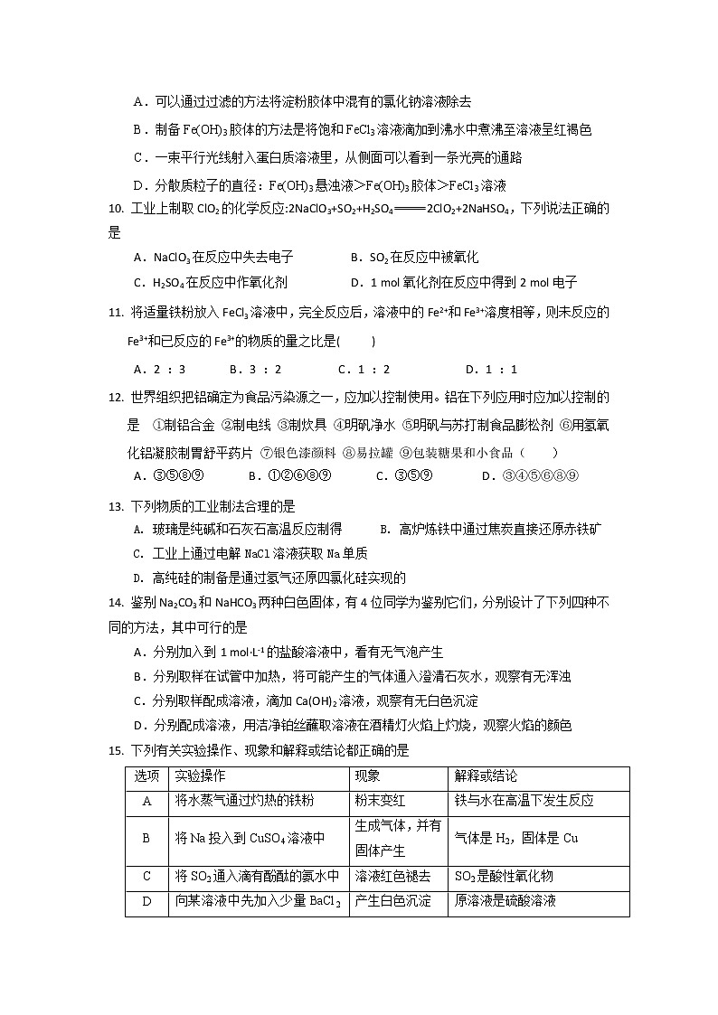 广东省蕉岭县蕉岭中学2019-2020学年高一上学期期末考试化学试题02