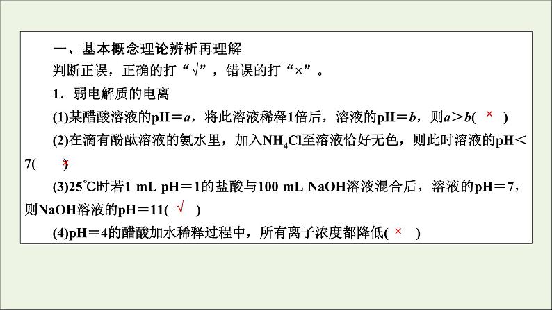 全国版2021高考化学一轮复习章末自查再提升8水溶液中的离子平衡课件02