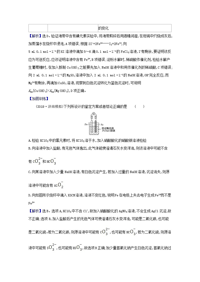 2021版高考化学一轮复习课时分层提升练三十三化学实验方案的设计与评价（含解析）新人教版02