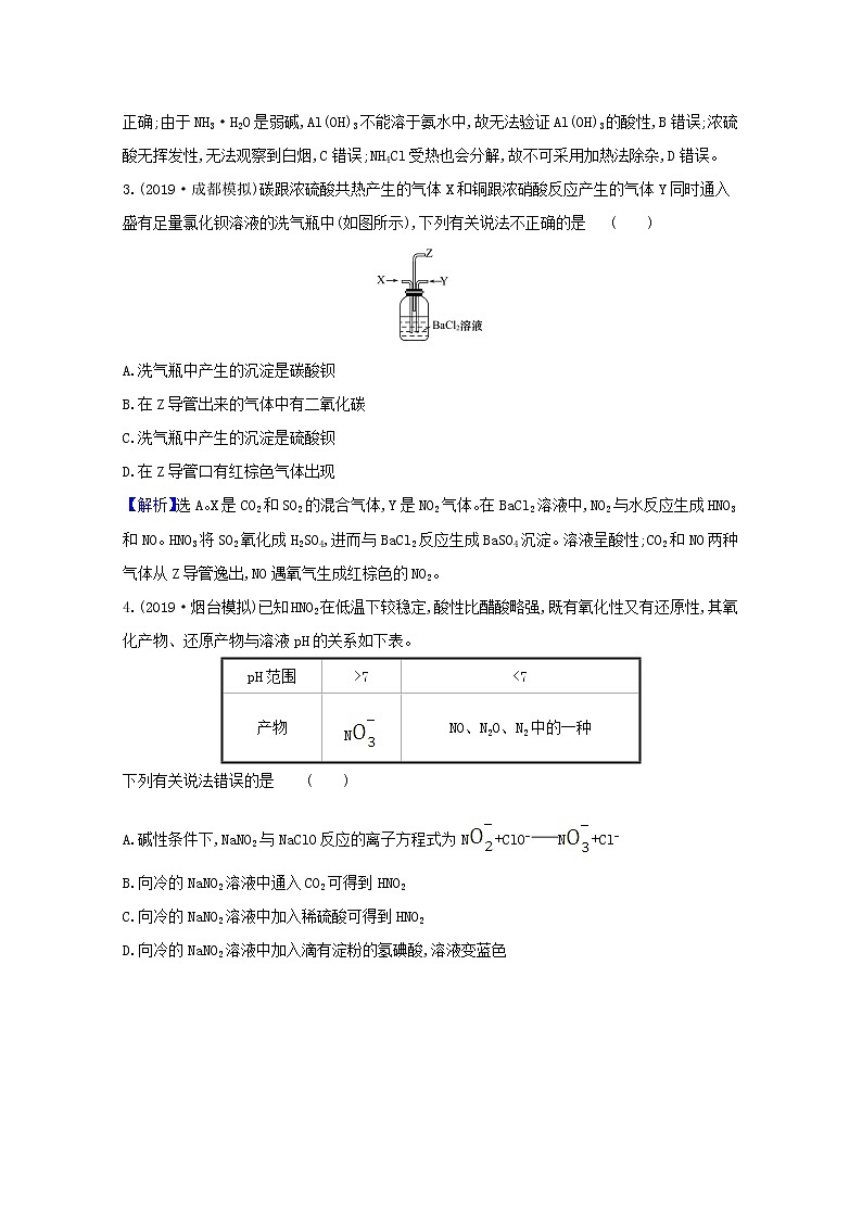 2021版高考化学一轮复习课时分层提升练十三氮及其重要化合物（含解析）新人教版第2页