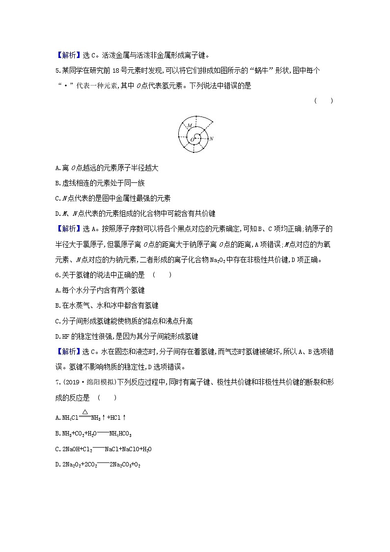 2021版高考化学一轮复习课时分层提升练十七化学键（含解析）新人教版02
