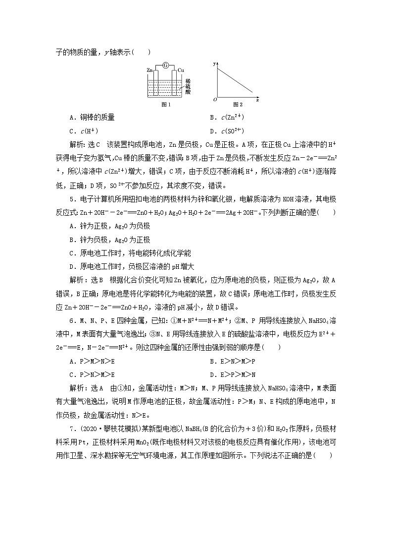 2021版高考化学一轮复习课时跟踪检测（二十六）原电池化学电源（含解析）新人教版02
