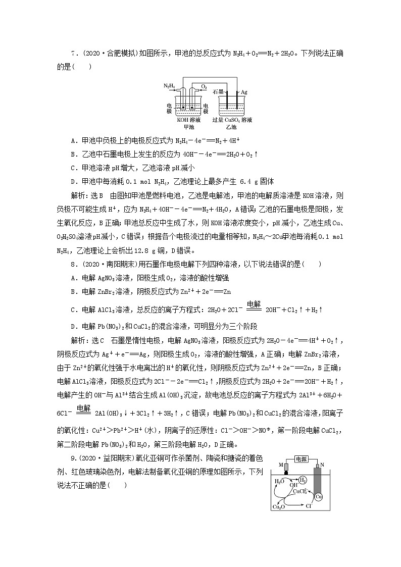 2021版高考化学一轮复习课时跟踪检测（二十七）电解池金属的电化学腐蚀与防护（含解析）新人教版第3页