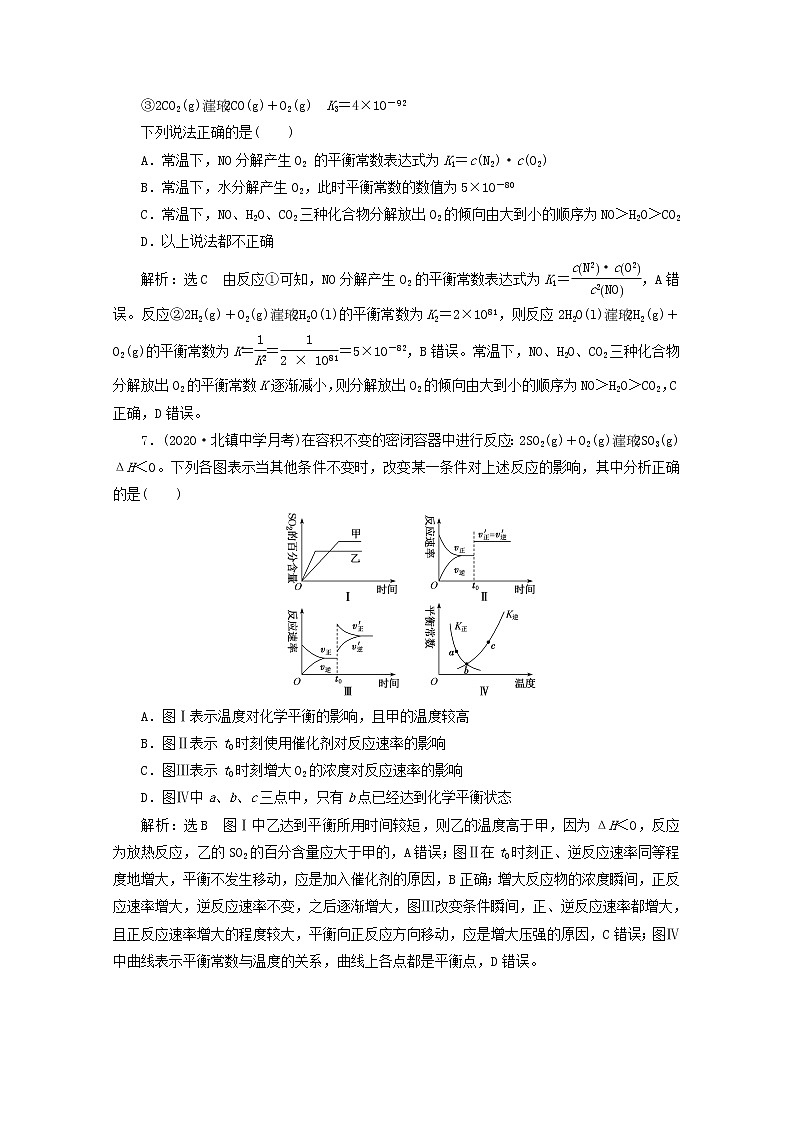 2021版高考化学一轮复习课时跟踪检测（三十）化学平衡常数化学反应进行的方向（含解析）新人教版03