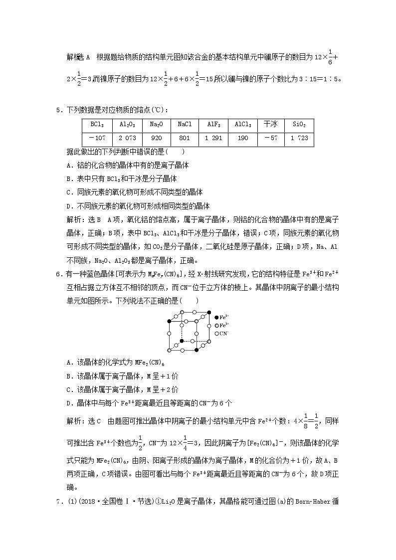 2021版高考化学一轮复习课时跟踪检测（三十八）晶体结构与性质（含解析）新人教版02