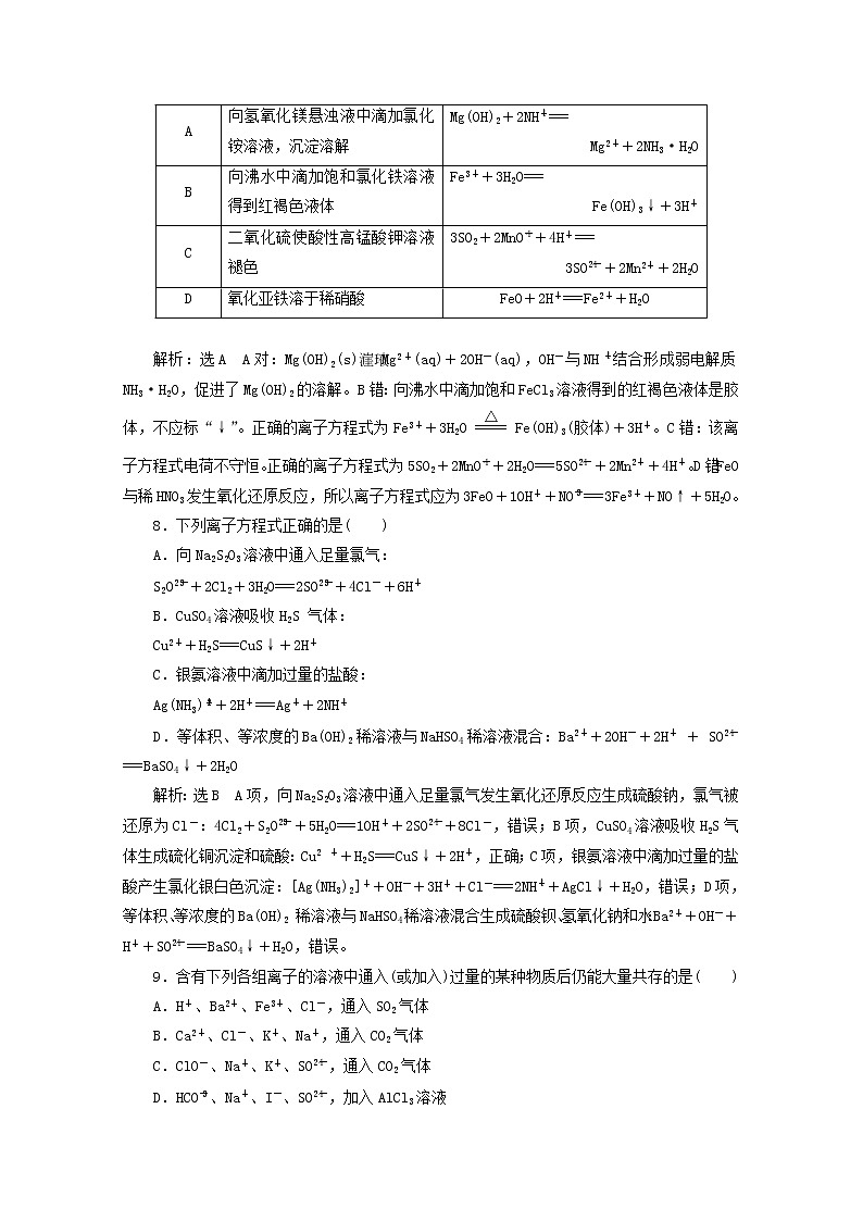 2021版高考化学一轮复习课时跟踪检测（四）离子反应离子方程式（含解析）新人教版03