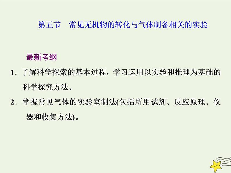 2021版高考化学一轮复习第六章非金属—非金属及其化合物第五节常见无机物的转化与气体制备相关的实验课件新人教版第1页