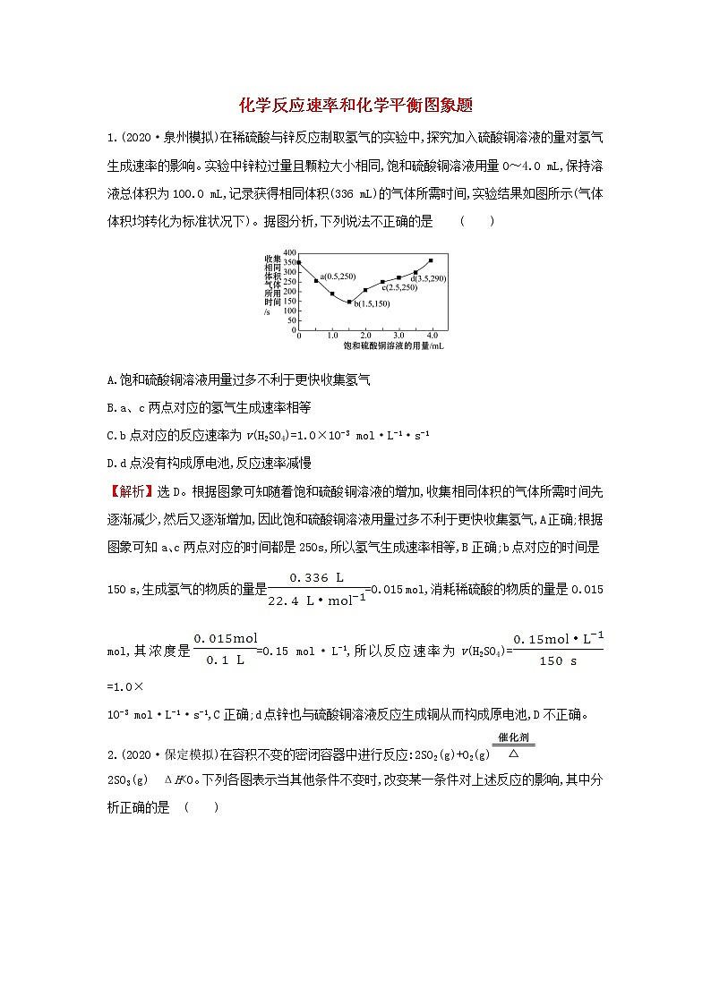 2020高考化学考前微专题突破练八化学反应速率和化学平衡图象题含解析第1页