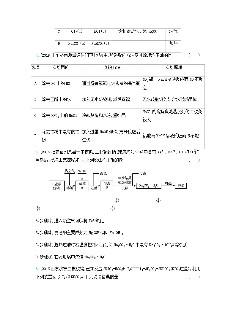 2020高考化学刷题冲刺含最新模拟题专题二十二物质的检验分离和提纯习题含解析02