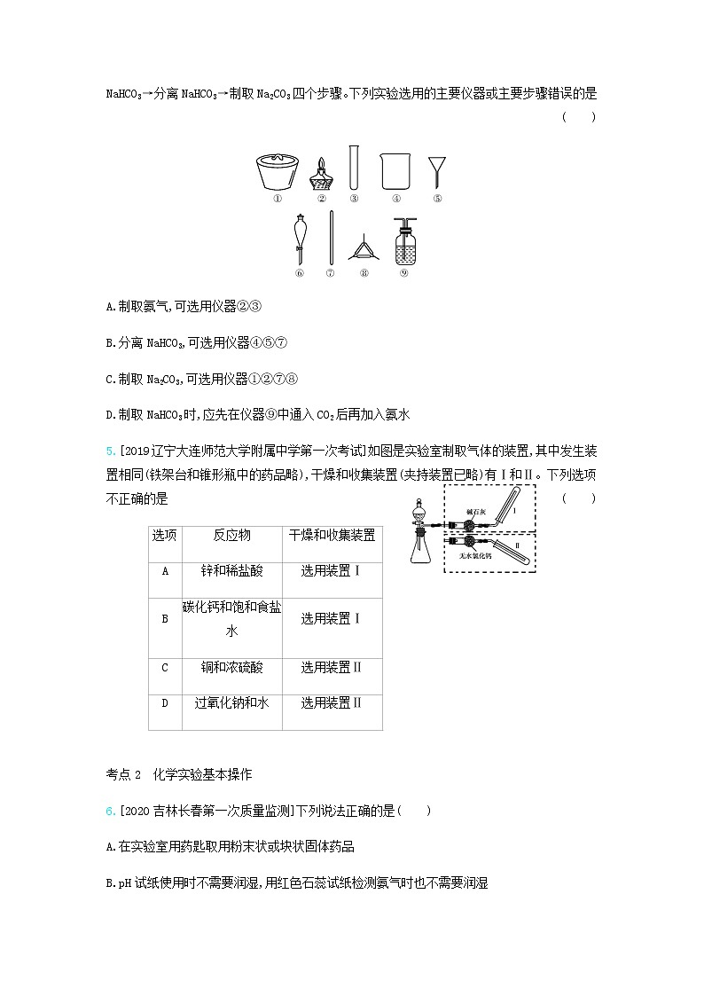 2020高考化学刷题冲刺含最新模拟题专题二十一化学实验基础习题含解析02