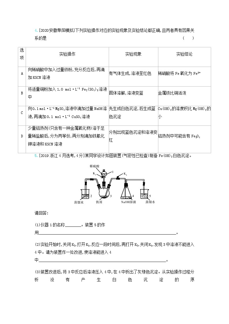2020高考化学刷题冲刺含最新模拟题专题六铁铜及其化合物金属的冶炼习题含解析02
