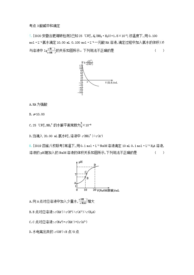 2020高考化学刷题冲刺含最新模拟题专题十八水的电离和溶液的酸碱性习题含解析03