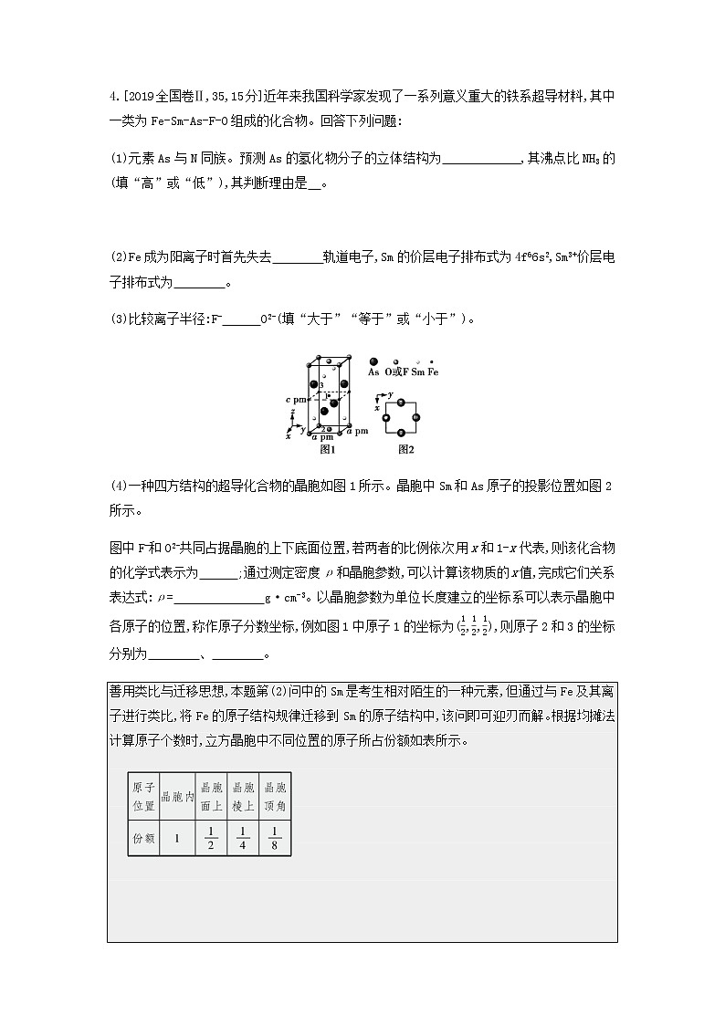2020高考化学刷题冲刺含最新模拟题专题十二物质结构与性质讲义含解析03