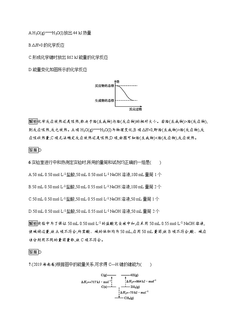 1.1 第1课时　反应热　焓变 课后习题【新教材】人教版（2019）高中化学选择性必修一03