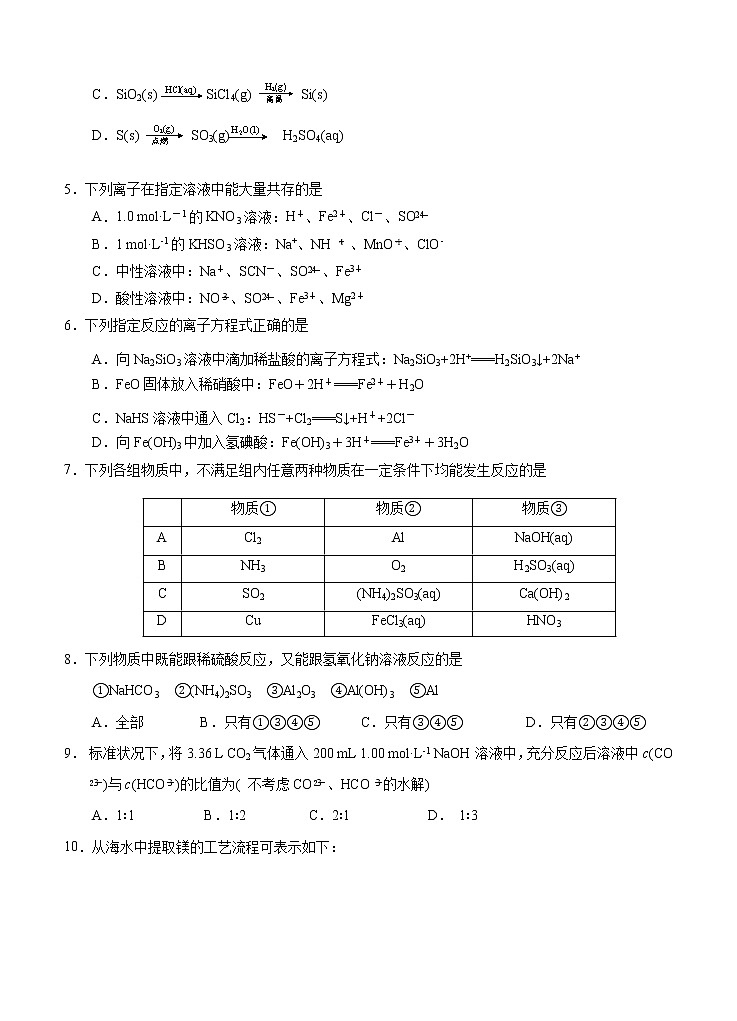 江苏省无锡江阴市2021届高三暑期作业开学检测 化学（word版含答案）02