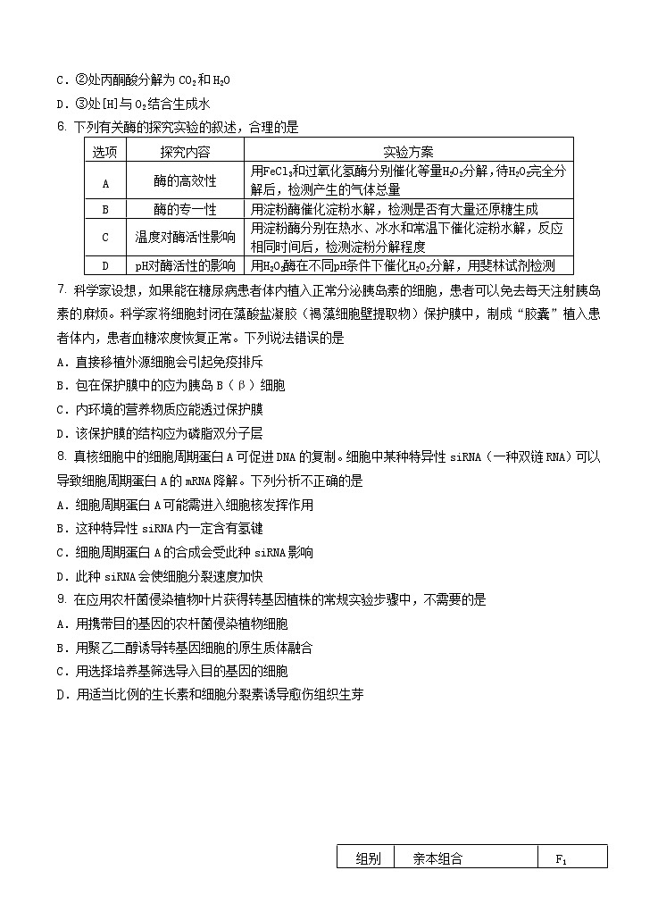 北京市延庆区2021届高三上学期统测（9月）考试 生物（含答案）第2页