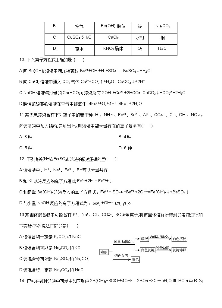 四川省新津中学2021届高三上学期开学考试 化学（含答案）03
