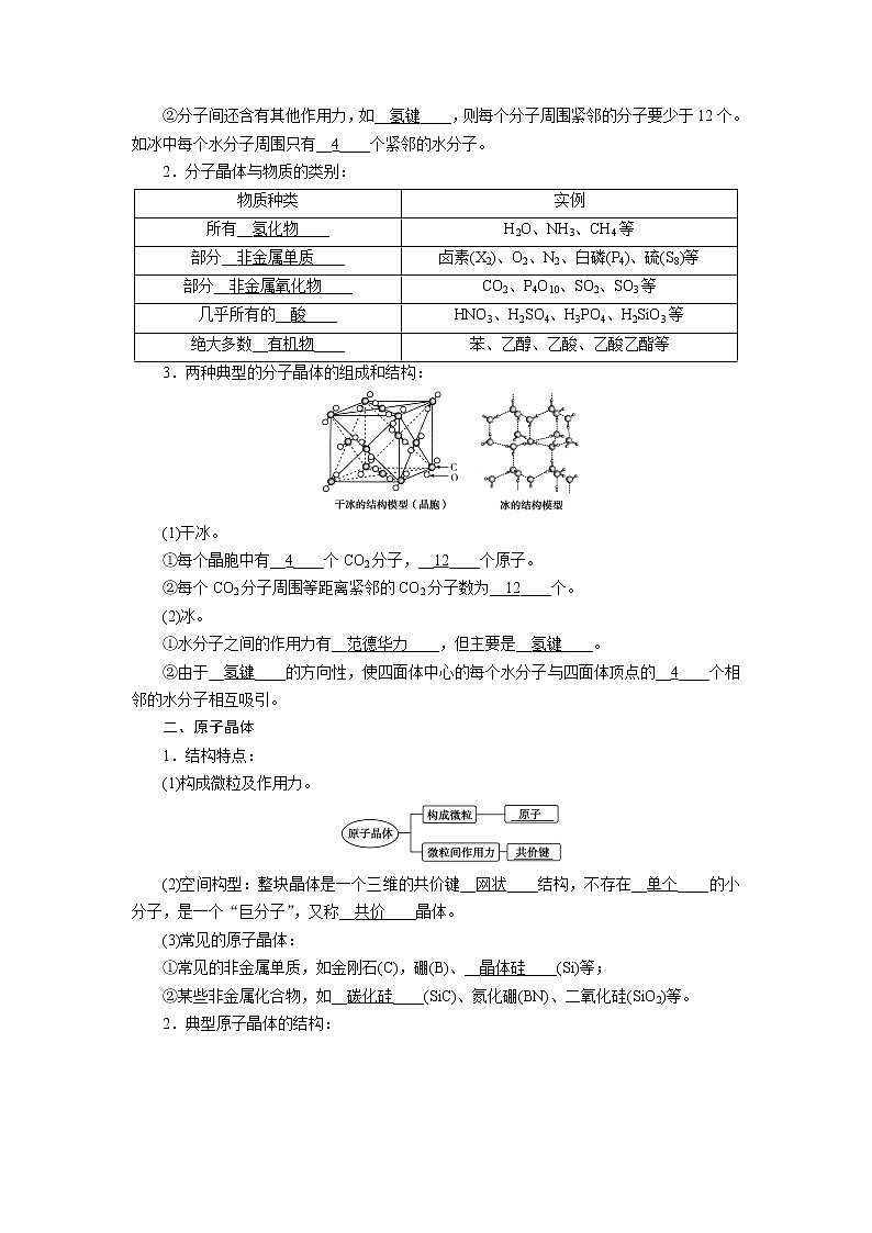 2018-2019化学课堂导练选修三人教通用版教师用书：第3章晶体结构与性质第二节分子晶体与原子晶体02