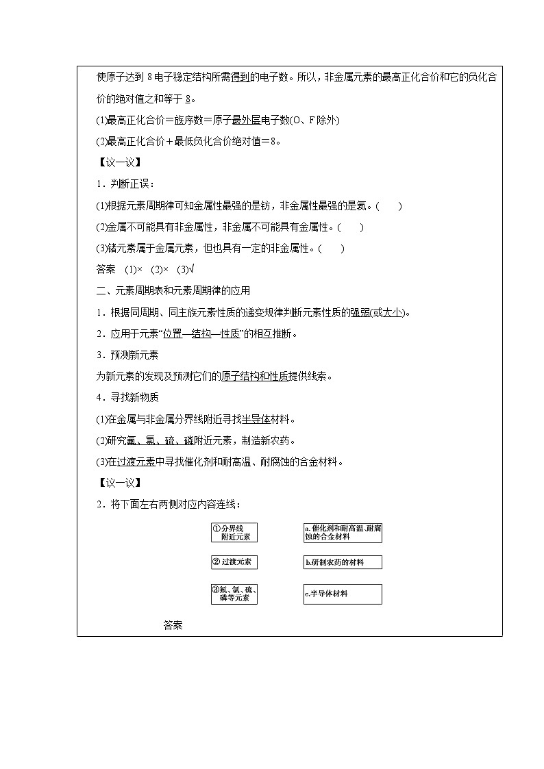 2018-2019学年高中化学人教版必修2教案：1.2.3元素周期表和元素周期律的应用02