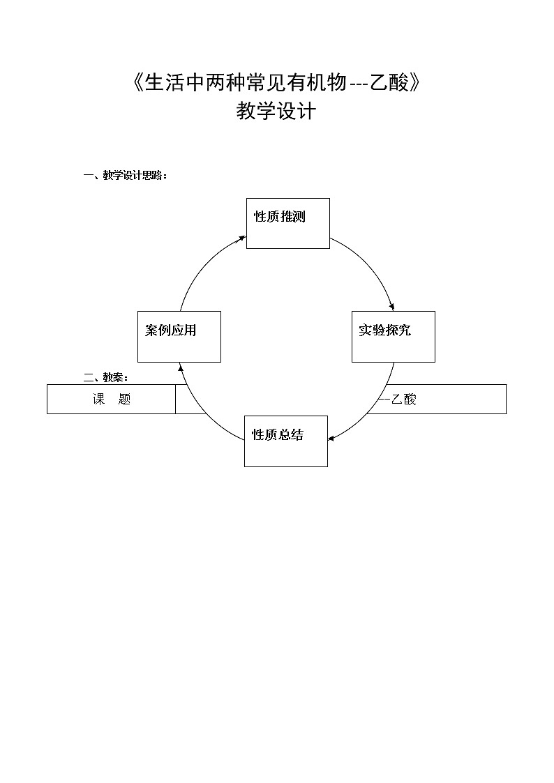 2018-2019学年高中化学人教版必修2教案：第三章第三节生活中两种常见有机物（乙酸）01