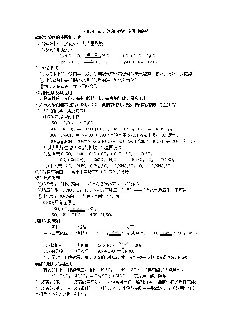 专题4　硫、氮和可持续发展 知识点01