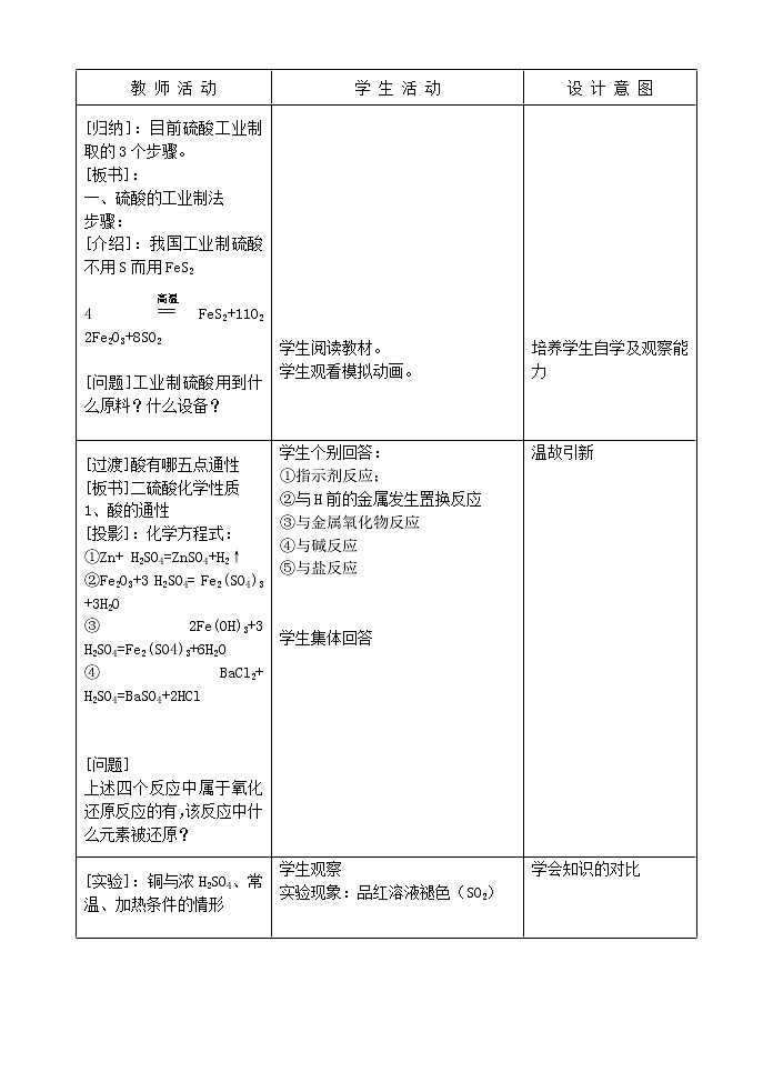 4.1.2 硫酸的制备和性质 教案102
