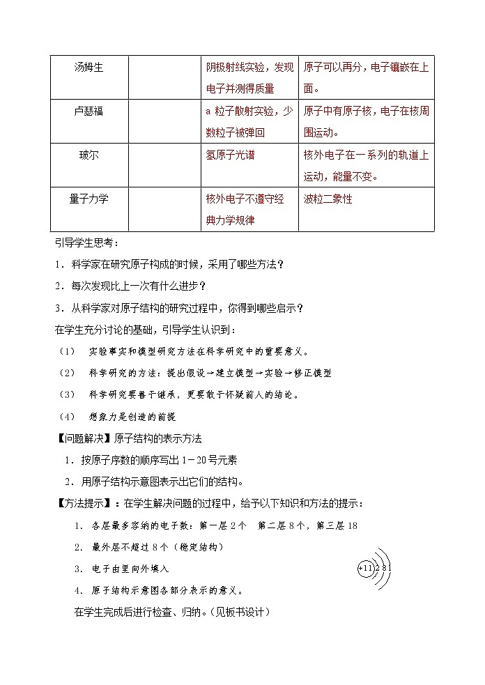 1.3 人类对原子结构的认识 教案202