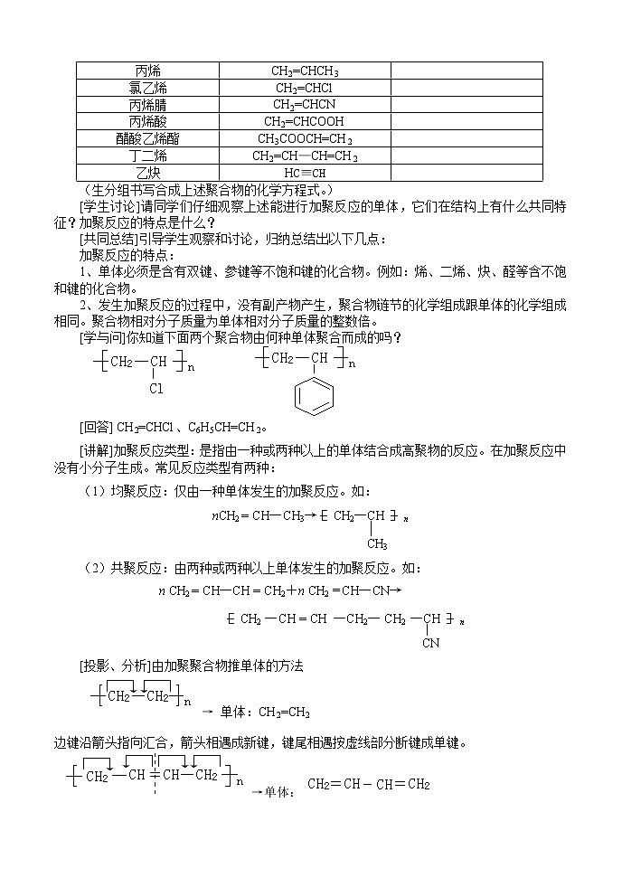 5.1.1合成高分子化合物的基本方法 教案02