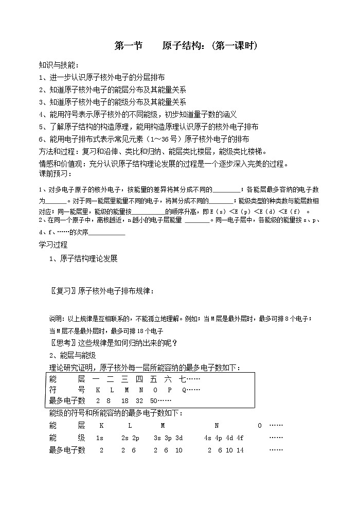 选修3第一章第一节  原子结构1 教案01