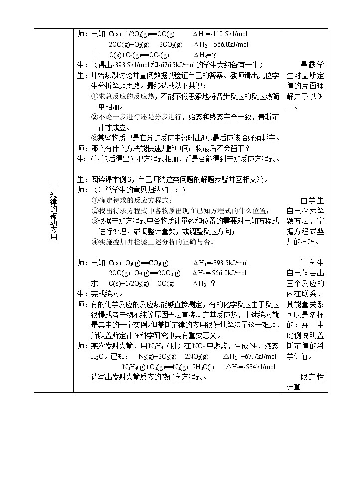化学反应热的计算 教案02