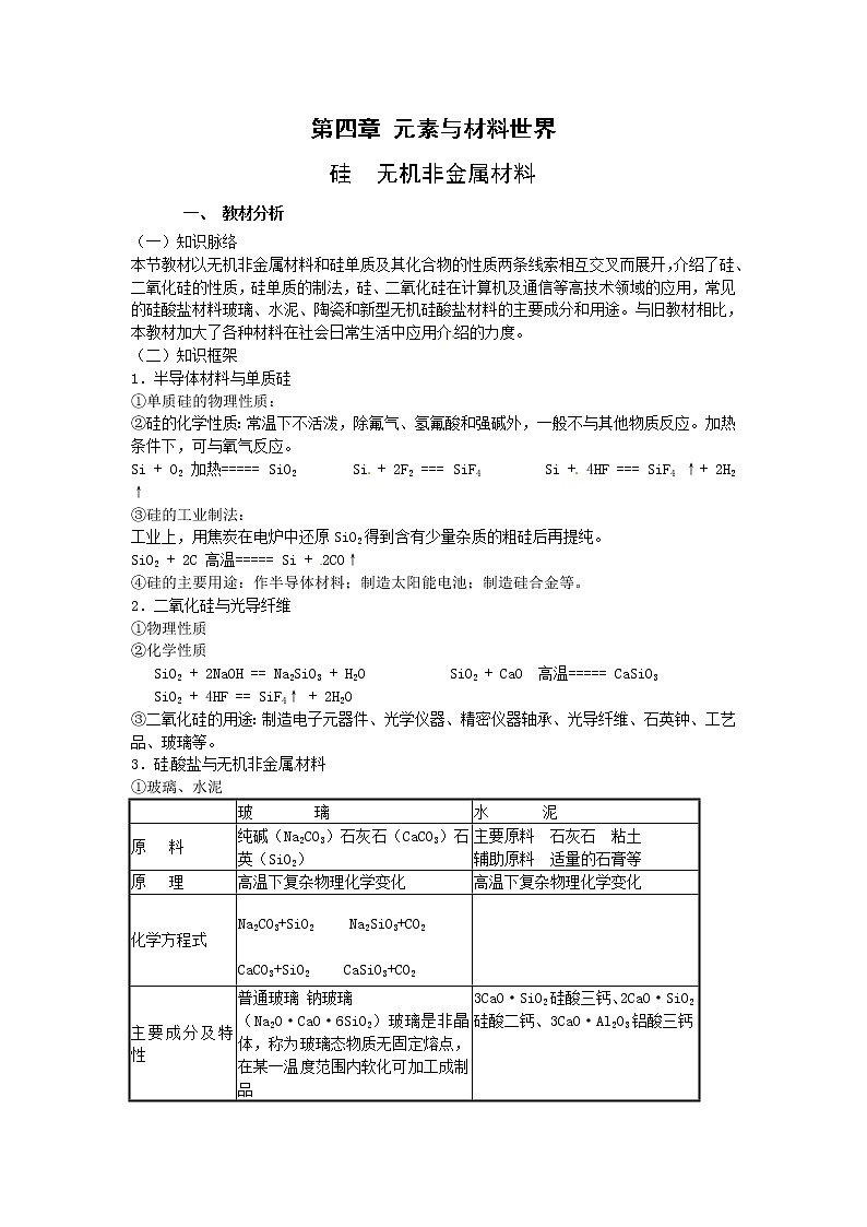 4.1 硅 无机非金属材料 教案201