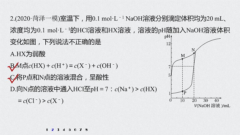 2021高考化学一轮复习 第八章 专项提能特训18 滴定过程的曲线分析 练习课件04