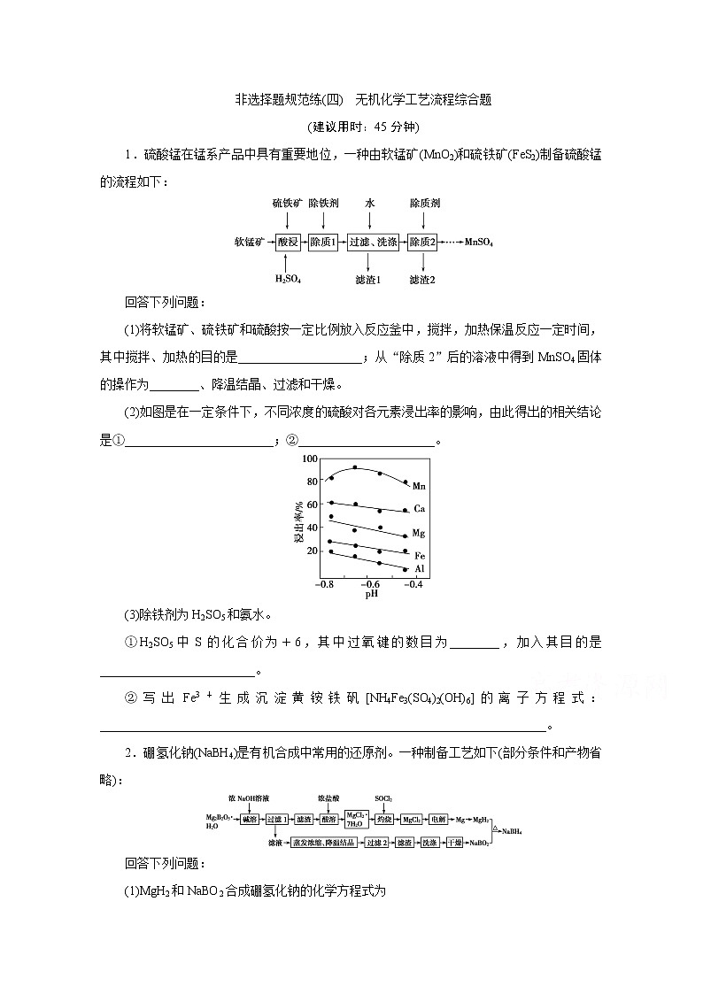 2020新课标高考化学二轮练习：非选择题规范练（四）　无机化学工艺流程综合题01