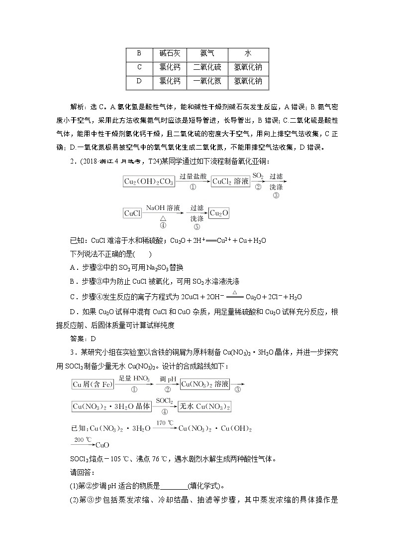 2020浙江高考化学二轮讲义：专题八第5讲　物质的制备与合成第3页