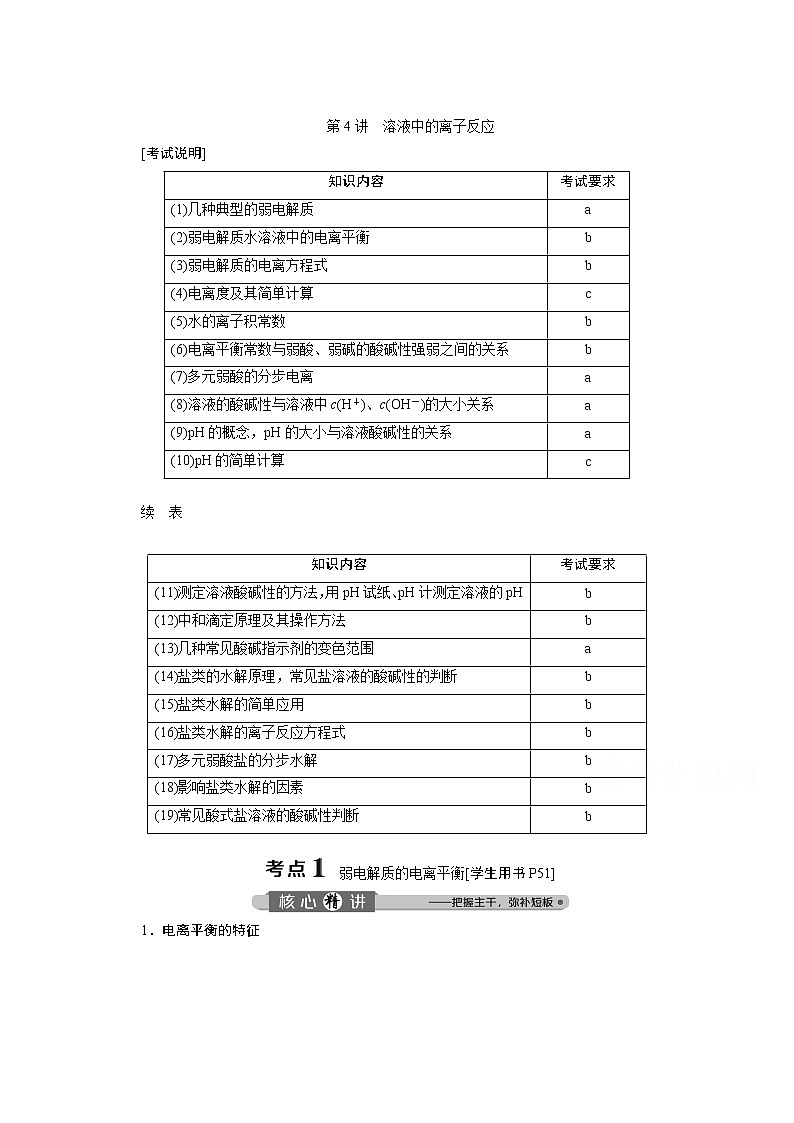 2020浙江高考化学二轮讲义：专题六第4讲　溶液中的离子反应01