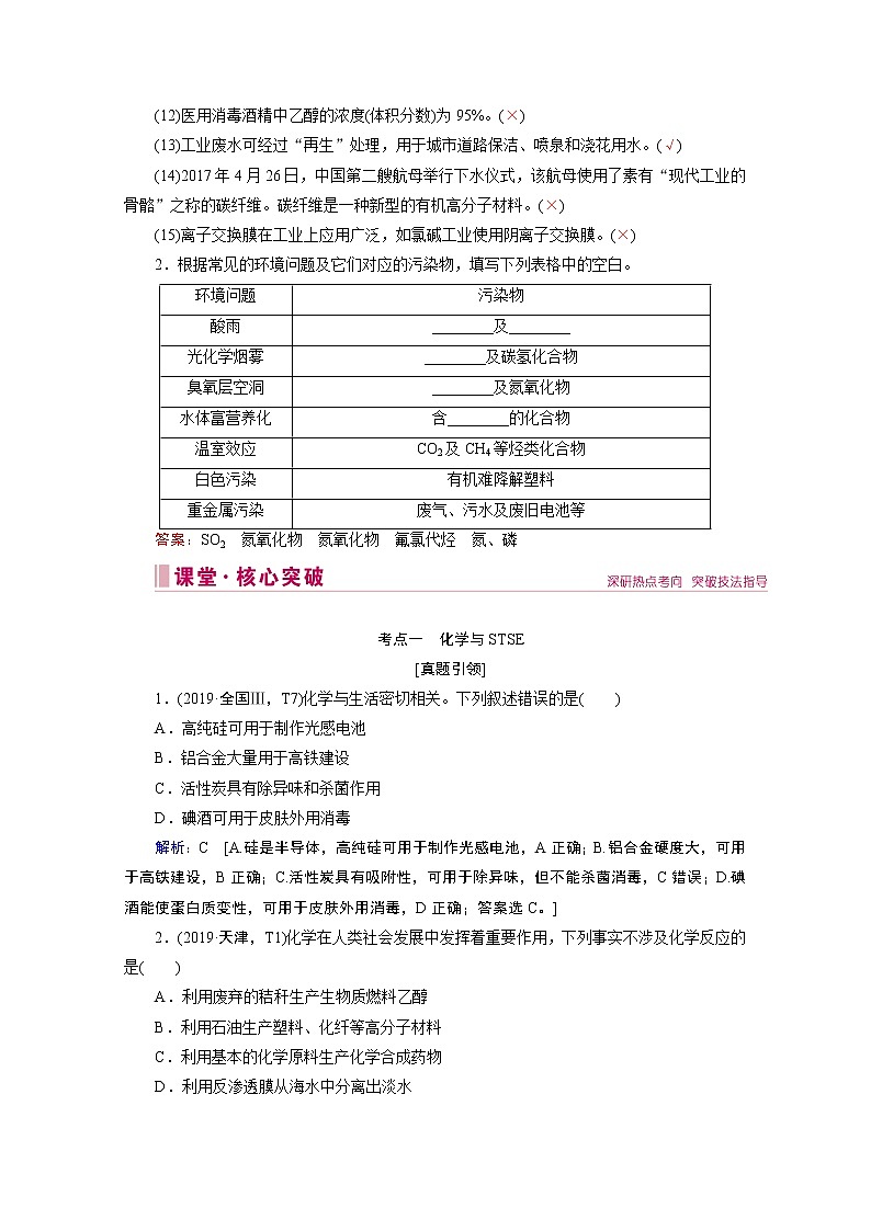 2020届高考化学二轮复习教师用书：第1讲　传统文化与STSE第2页