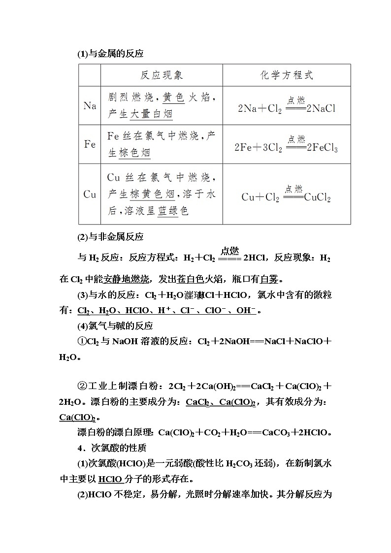 2019—2020学年新教材课标版高中化学必修第一册教师用书：2-2-1第一课时　氯气的性质02