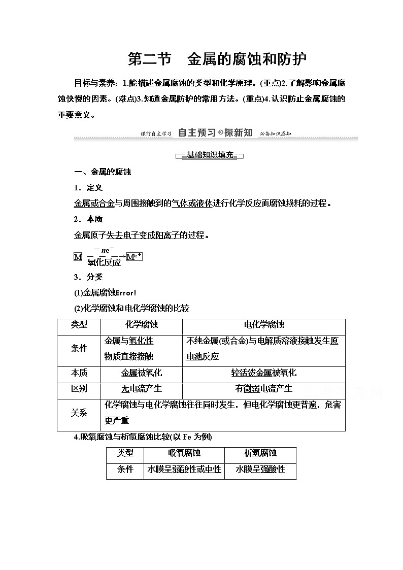 2020-2021学年化学人教版选修1教师用书：第3章　第2节　金属的腐蚀和防护01