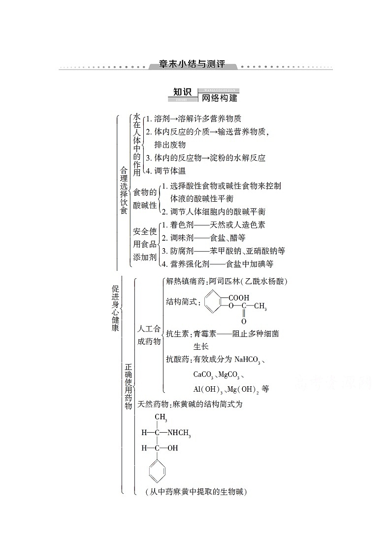 2020-2021学年化学人教版选修1教师用书：第2章　章末小结与测评01