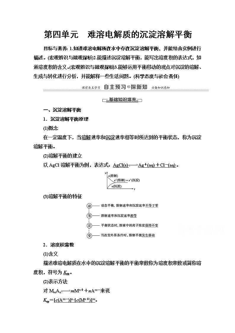2020-2021学年化学苏教版选修4教师用书：专题3第4单元　难溶电解质的沉淀溶解平衡第1页