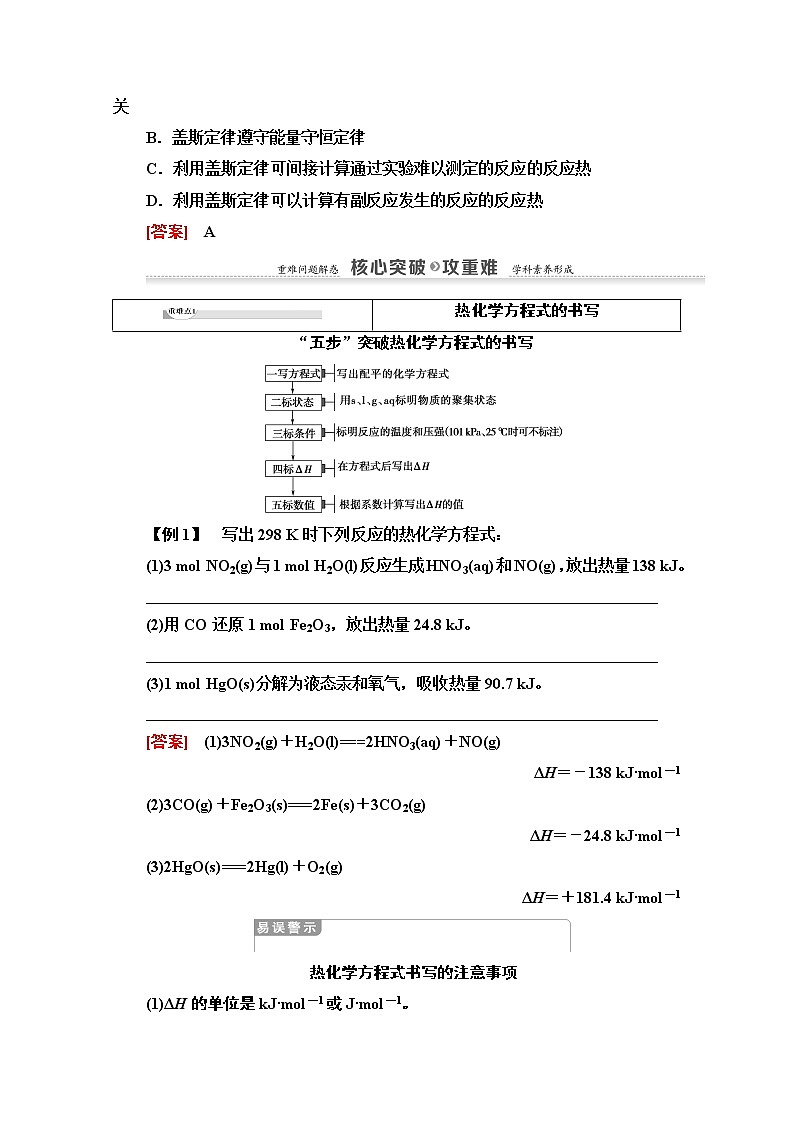 2020-2021学年化学鲁科版选修4教师用书：第1章第1节第2课时　热化学方程式　反应焓变的计算03