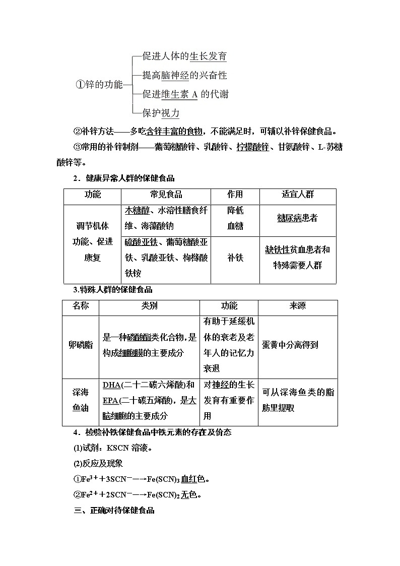 2020-2021学年化学鲁科版选修一教师用书：主题2课题4　正确对待保健食品02
