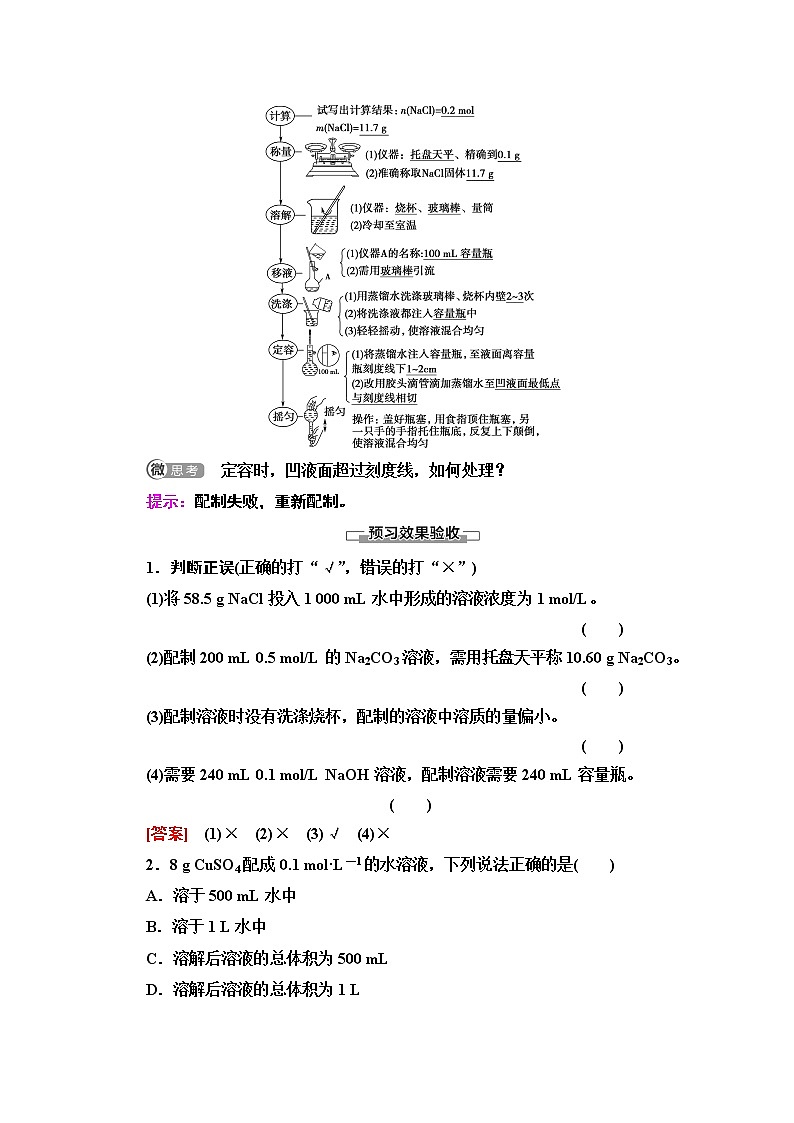 2020-2021化学人教版必修1教师用书：第1章第2节课时3　物质的量在化学实验中的应用第2页