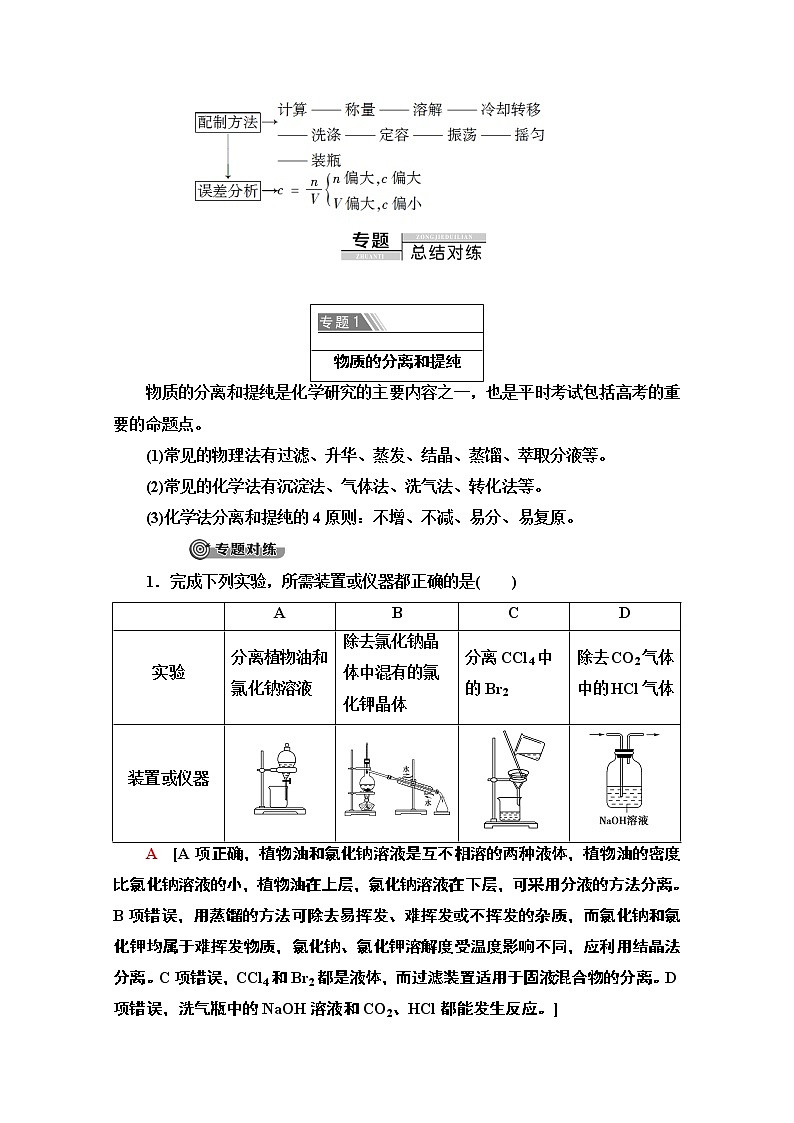 2020-2021化学人教版必修1教师用书：第1章章末复习课02