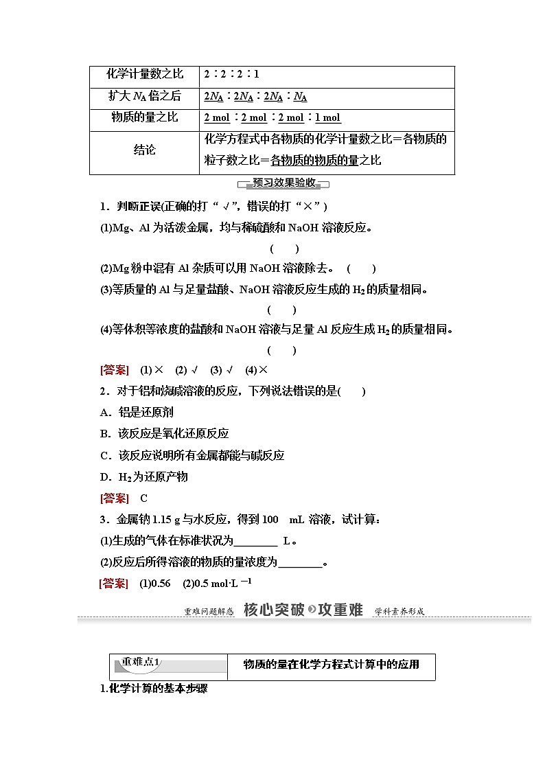 2020-2021化学人教版必修1教师用书：第3章第1节课时2　铝与强碱溶液反应和化学方程式的计算02